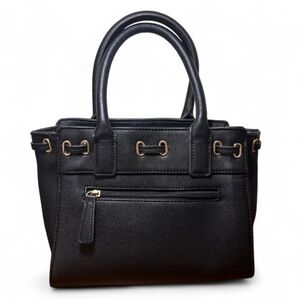 Liz Claiborne Black Faux Leather Small Tassel Detail Tote